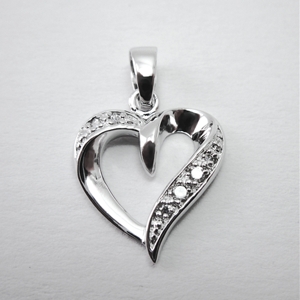 Open Heart w/CZs Rhodiumplate Pendant